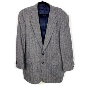 VTG Deansgate 42R Blazer Gray Herringbone Tweed Lambswool Suit Jacket Sport Coat